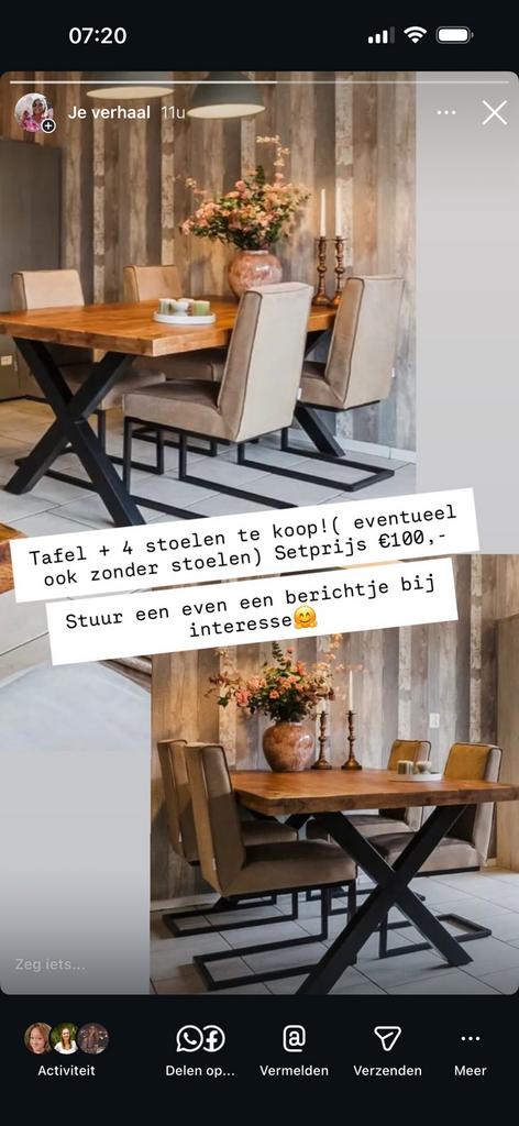 Prima eettafel, hardhout met stalen poten, Ophalen of Verzenden, Gebruikt