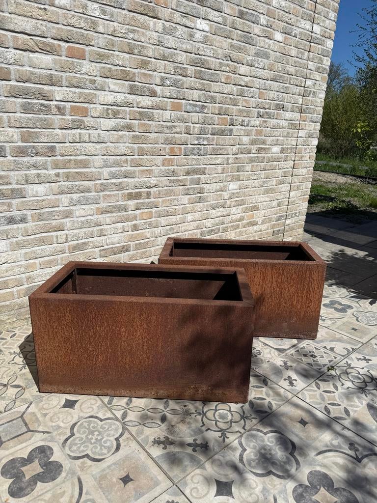 Cortenstaal Plantenbak - Rechthoek - 80x40x40 cm, Tuin en Terras, Ophalen, Zo goed als nieuw, Metaal, 60 tot 100 cm