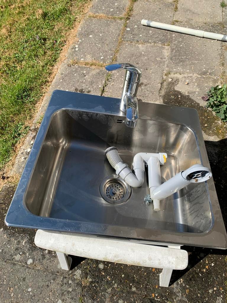 IKEA Långudden spoelbak met kraan, 56x53 cm, Ophalen, IKEA, Zilver, Metaal