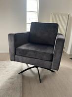 Grijze velvet draai fauteuil, Huis en Inrichting, Fauteuils, Ophalen, Zo goed als nieuw, Stof, 75 tot 100 cm