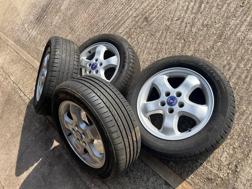 Saab 16 inch zomerbanden op velg. Nette en goede set, Auto-onderdelen, Banden en Velgen, Ophalen, Velg(en), 16 inch, Personenwagen