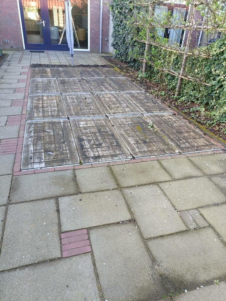 Houten planken voor tuin met metalen rand, Ophalen, Gebruikt, Minder dan 10 meter, Overige typen