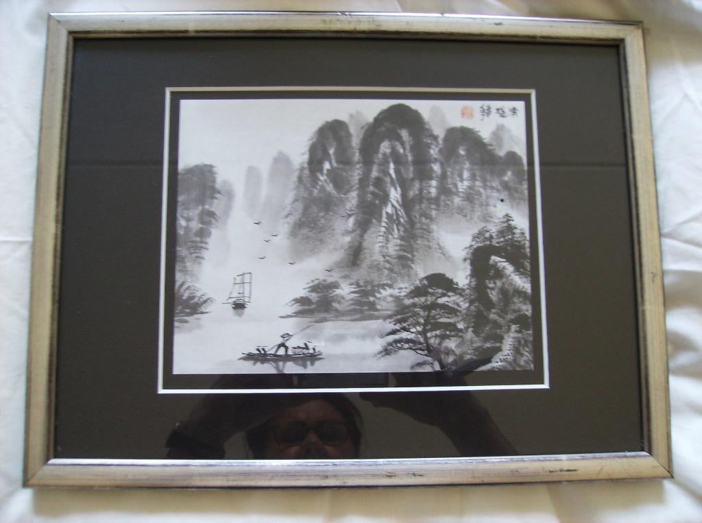 JAPANS OF CHINEES INKT LANDSCHAP, GESIGNEERD,, Antiek en Kunst, Kunst | Tekeningen en Foto's, Ophalen of Verzenden