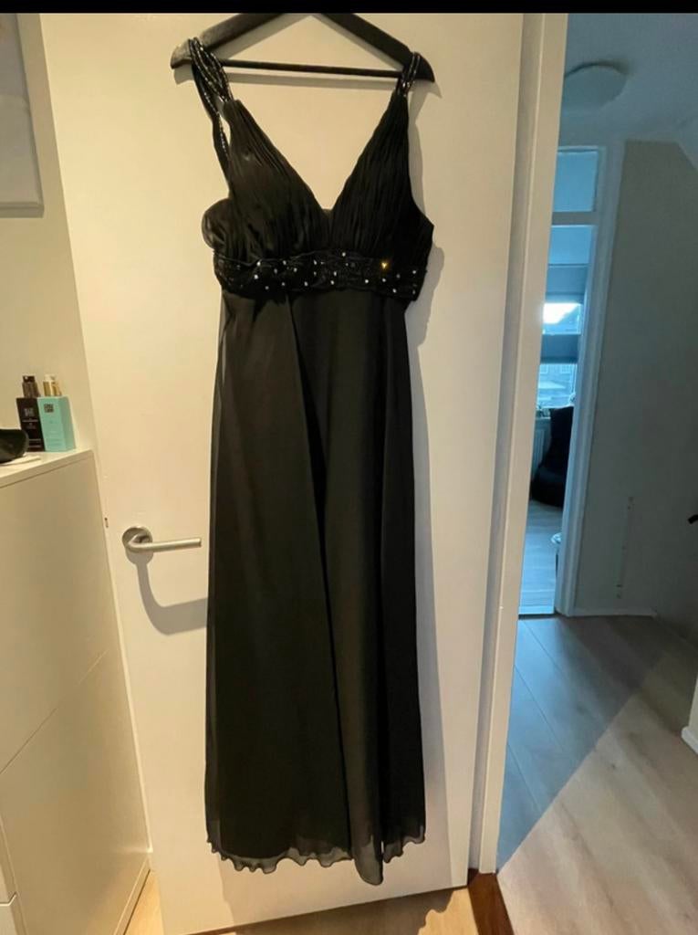 Galajurk zwart met zilveren details, Maat 38/40 (M), Galajurk, Zwart, Ophalen of Verzenden