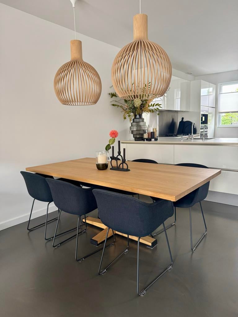 Houtmerk eettafel massief eiken 200x100 design, Huis en Inrichting, Tafels | Eettafels, Ophalen, Eikenhout, Zo goed als nieuw