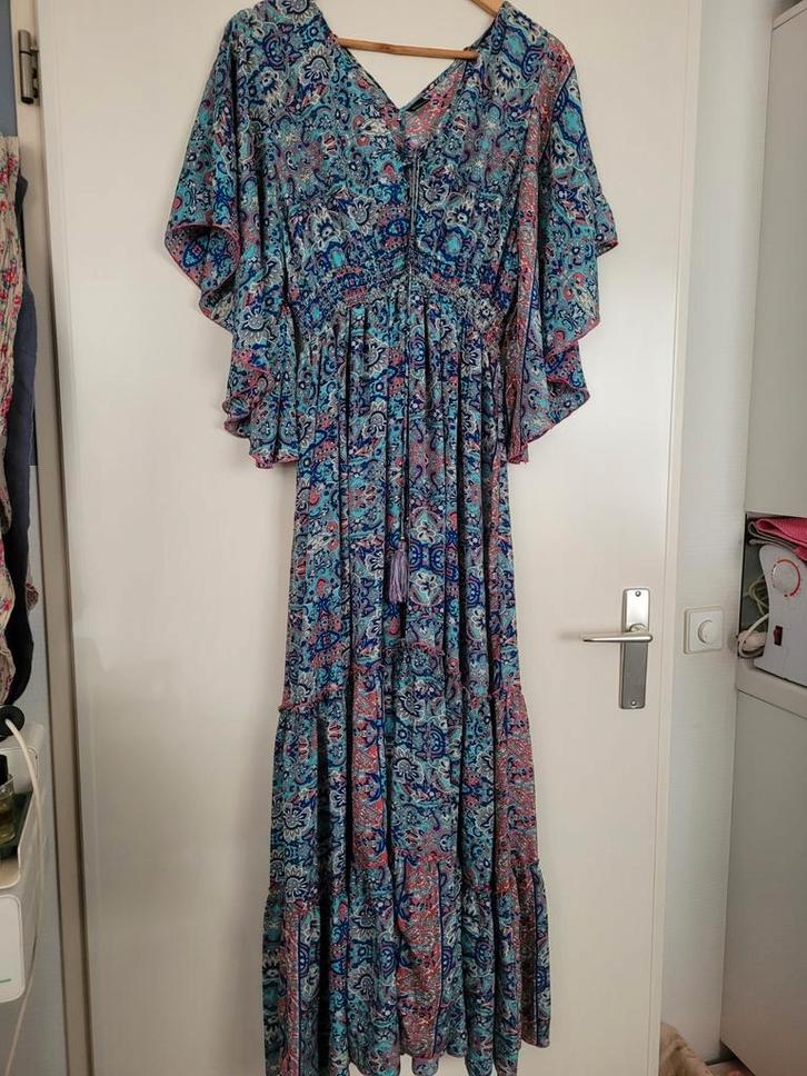 Boho Maxi Jurk met Paisley Print - Maat M/l, Kleding | Dames, Jurken, Zo goed als nieuw, Maat 38/40 (M), Blauw, Onder de knie
