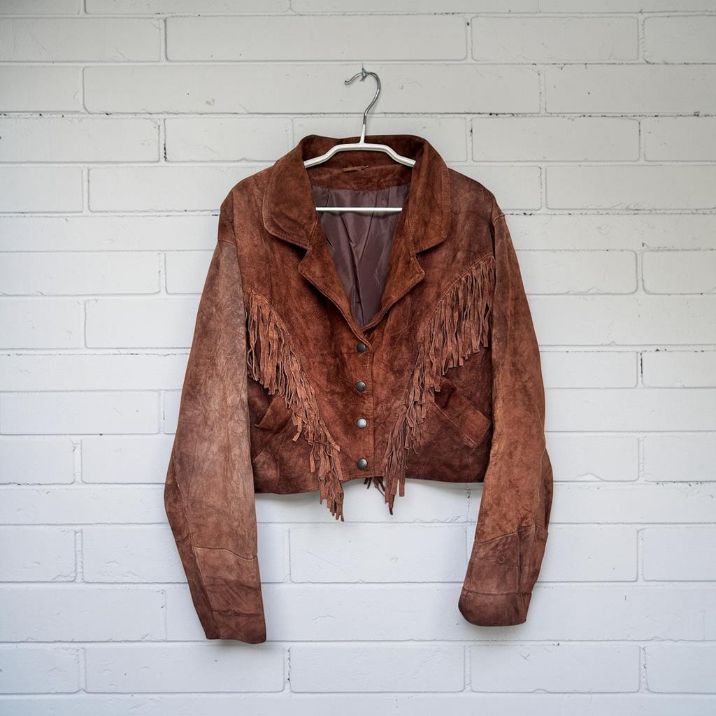 Vintage Jas Maat M Bruin Leer Kort Cowboy Western Moto Style, Kleding | Dames, Maat 38/40 (M), Bruin, Ophalen of Verzenden, V