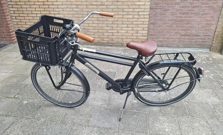 Jongensfiets 26 inch met voordrager en krat, Fietsen en Brommers, Fietsen | Jongens, Gebruikt, Onbekend, Handrem, Ophalen