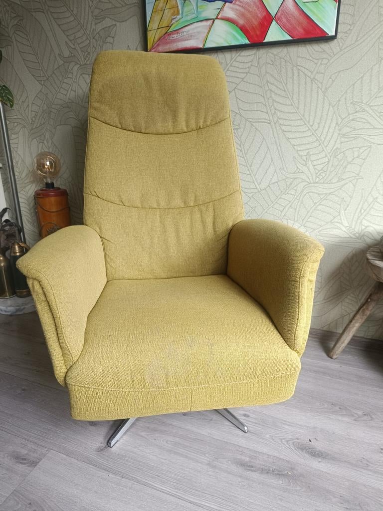 Hjort Knudsen Relaxfauteuil - Geel, Huis en Inrichting, Ophalen, Gebruikt, Minder dan 75 cm, Modern, Comfort