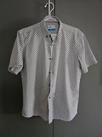 BOS overhemd modern fit, maat L, korte mouw, blauw wit print, Kleding | Heren, Overhemden, Bos, Verzenden, Wit, Zo goed als nieuw