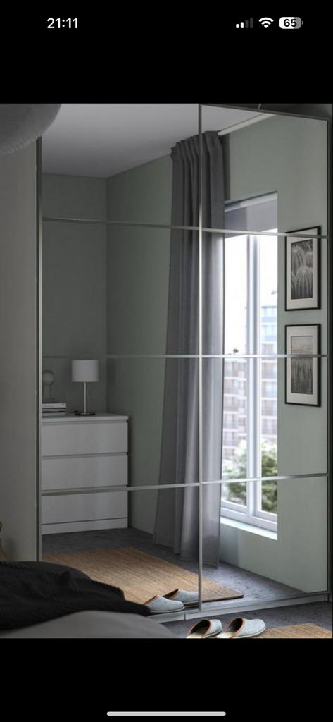 Zgan Ikea kledingkast met spiegel schuifdeur, Ophalen, 200 cm of meer, 150 tot 200 cm, Met lade(s)