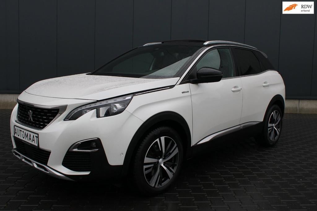 Peugeot 3008 1.6 e-THP GT Line TREKHAAK SCHUIFDAK STOELVERWA, Zwart, 4 cilinders, Leder en Stof, Wit