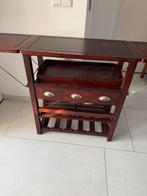Houten serveerwagen / barwagen met flessenrek, Huis en Inrichting, Gebruikt, 5 tot 15 flessen, Ophalen of Verzenden, 75 cm of meer