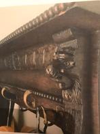 Antiek kapstok en paraplubak  donker hout met leeuwenkop, Ophalen of Verzenden, Hout