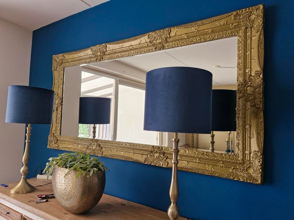 Grote goudbronzen spiegel 90x190 cm, Ophalen, Gebruikt, 75 tot 100 cm, 150 tot 200 cm