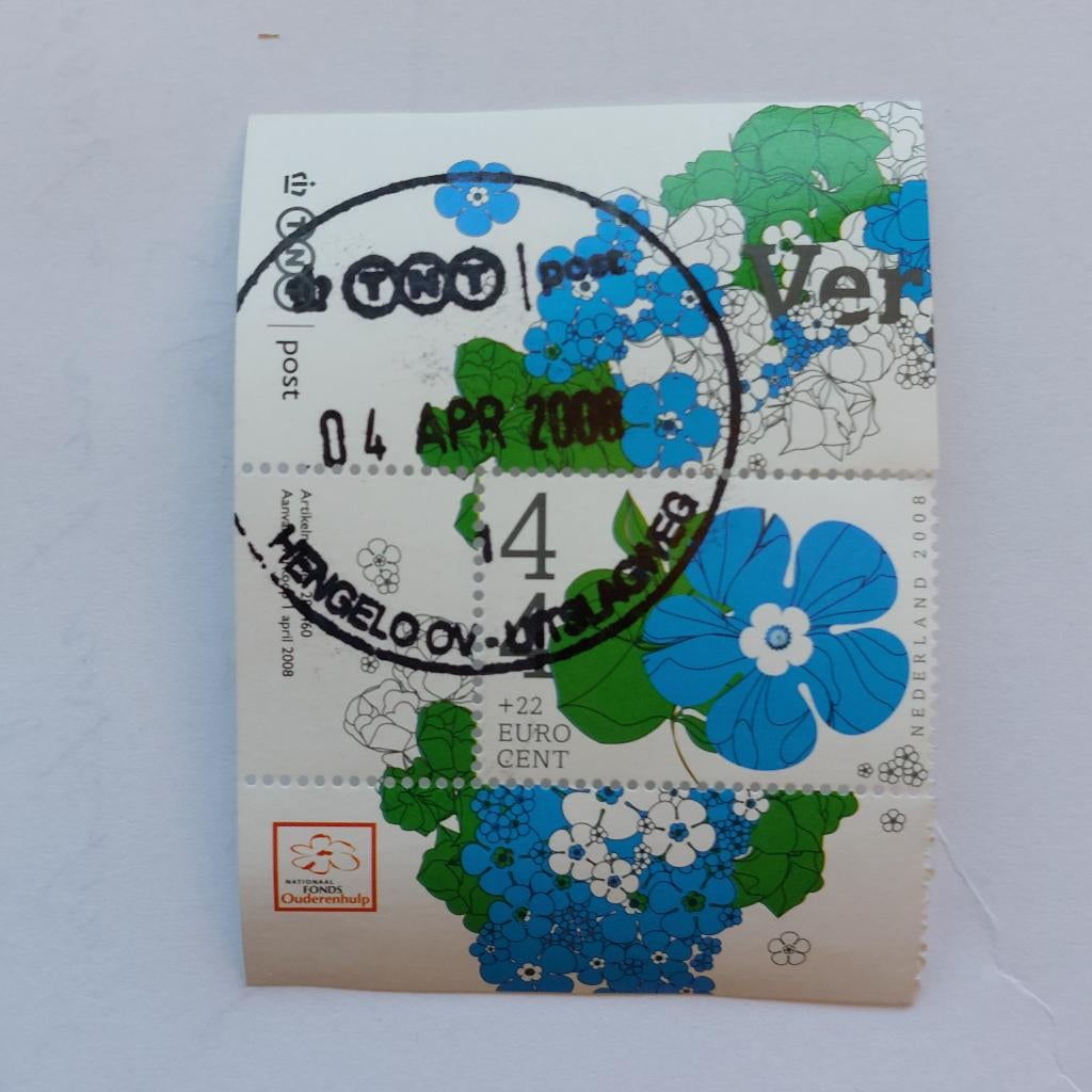 Nederland  2008  Ouderenhulp  hoekstuk 2 zegels, Ophalen of Verzenden, Gestempeld