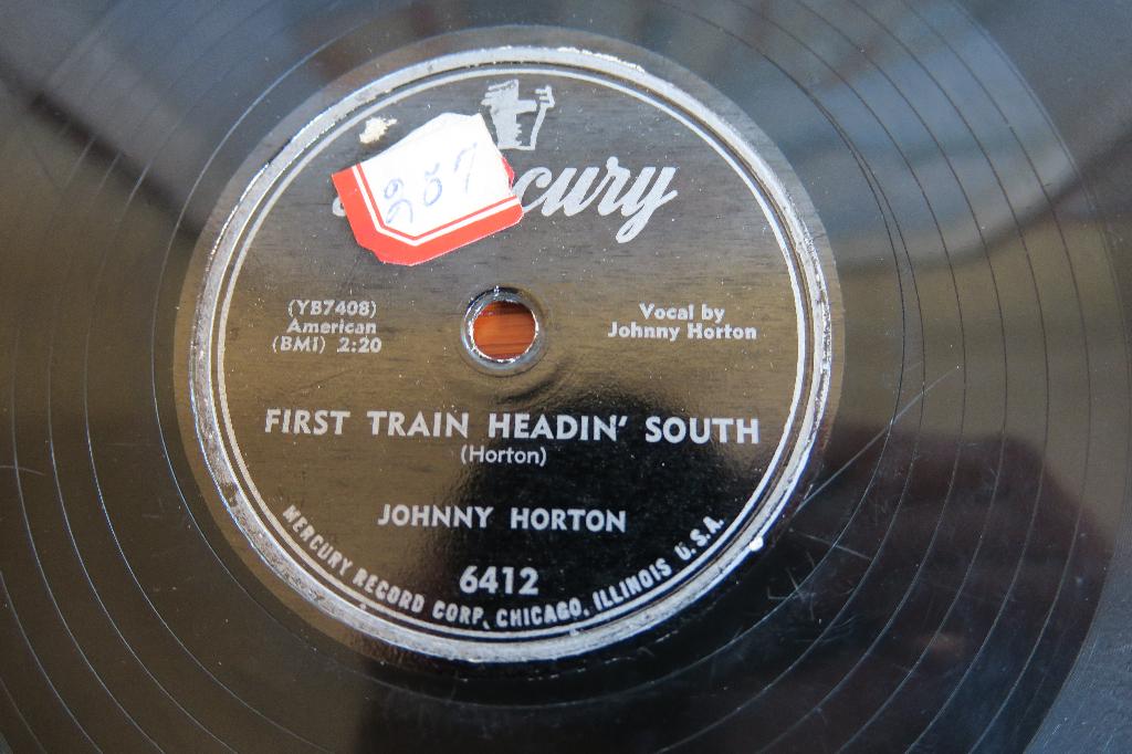 Johnny Horton First Train Headin' South 78 toeren 78 rpm, Cd's en Dvd's, Ophalen of Verzenden, Voor 1960, Gebruikt, 10 inch