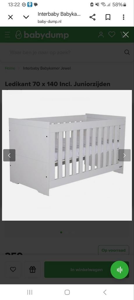 Baby ledikant / peuter en kleuterbed 140-70 inclusief matras, Ophalen of Verzenden, Ledikant