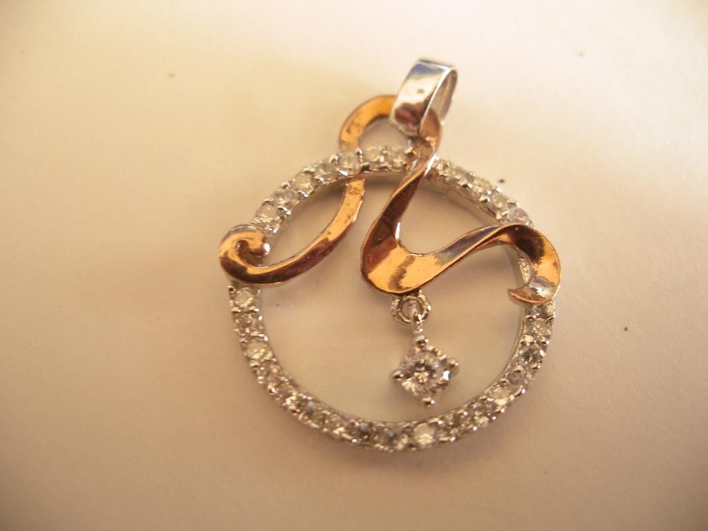 Een Zilveren ketting en Zilveren + Rosé Goud Vergulde Hanger, Verzenden, Zilver, Hanger, Verguld