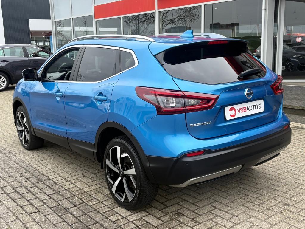 Nissan QASHQAI 1.3 DIG-T TEKNA+ PANO LEER EL. STOELLEN NAVI, Gebruikt, Huisgarantie, Met garantie (alle), Blauw