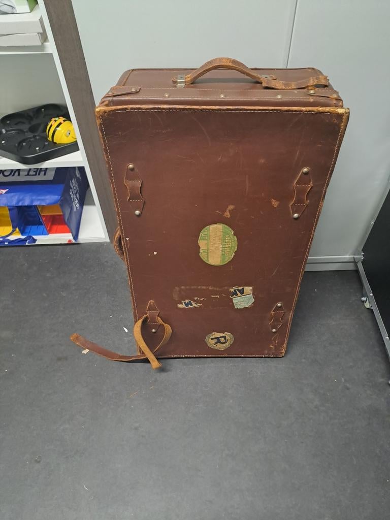 vintage reiskoffer, Sieraden, Tassen en Uiterlijk, Koffers, Ophalen of Verzenden, Leer, Minder dan 50 cm