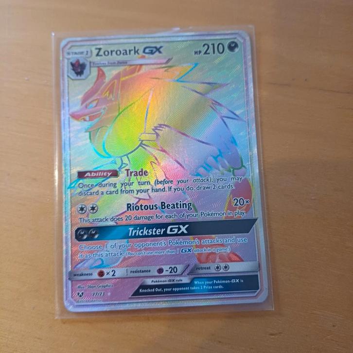 Zoroark GX Rainbow Rare Pokémon Kaart (SM74), Hobby en Vrije tijd, Verzamelkaartspellen | Pokémon, Zo goed als nieuw, Losse kaart