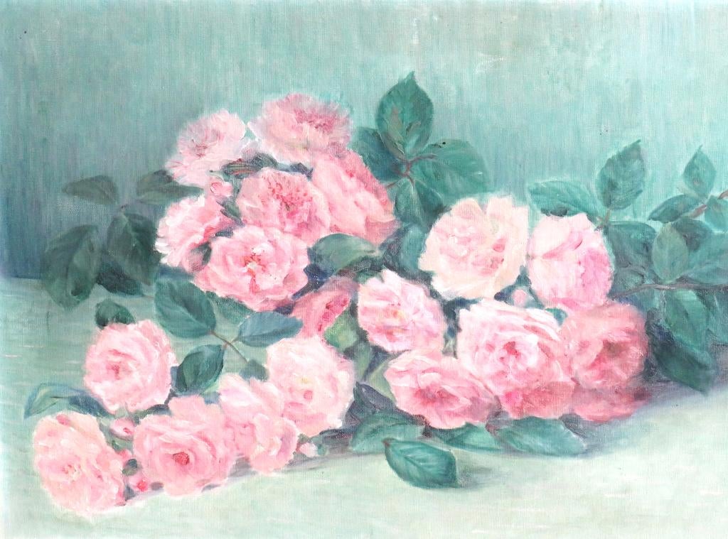 Antiek schilderij “Rozen”, Antiek en Kunst, Ophalen of Verzenden