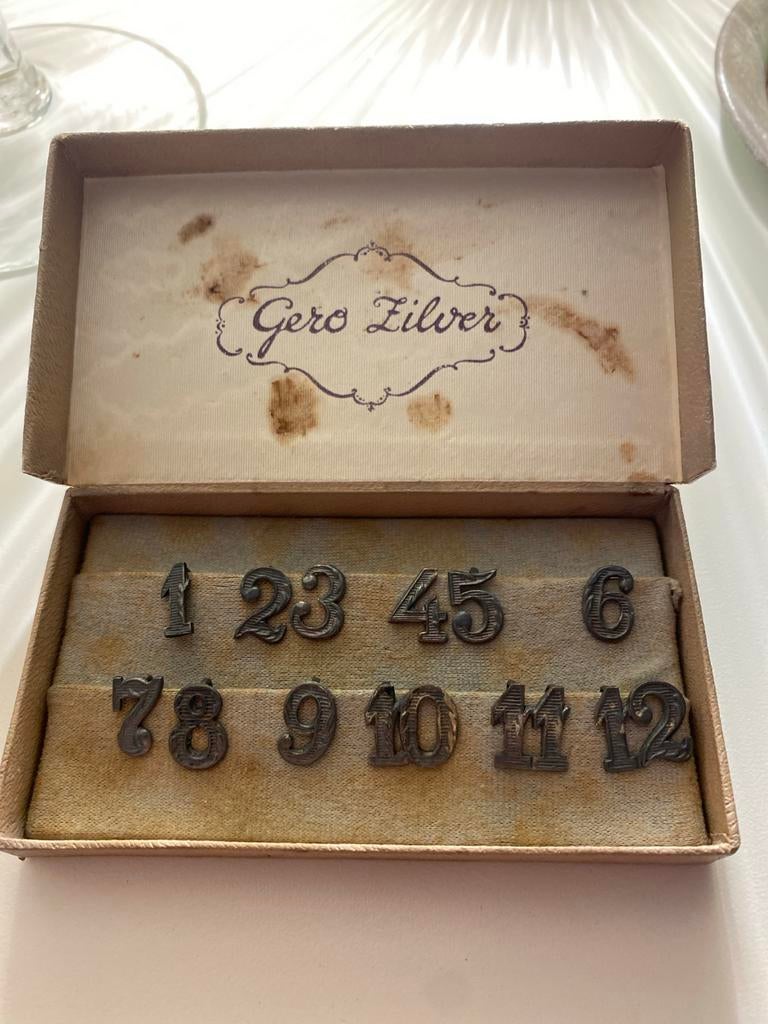 Vintage Gero Zilver Tafelnummer Set, Antiek en Kunst, Antiek | Goud en Zilver, Ophalen, Zilver