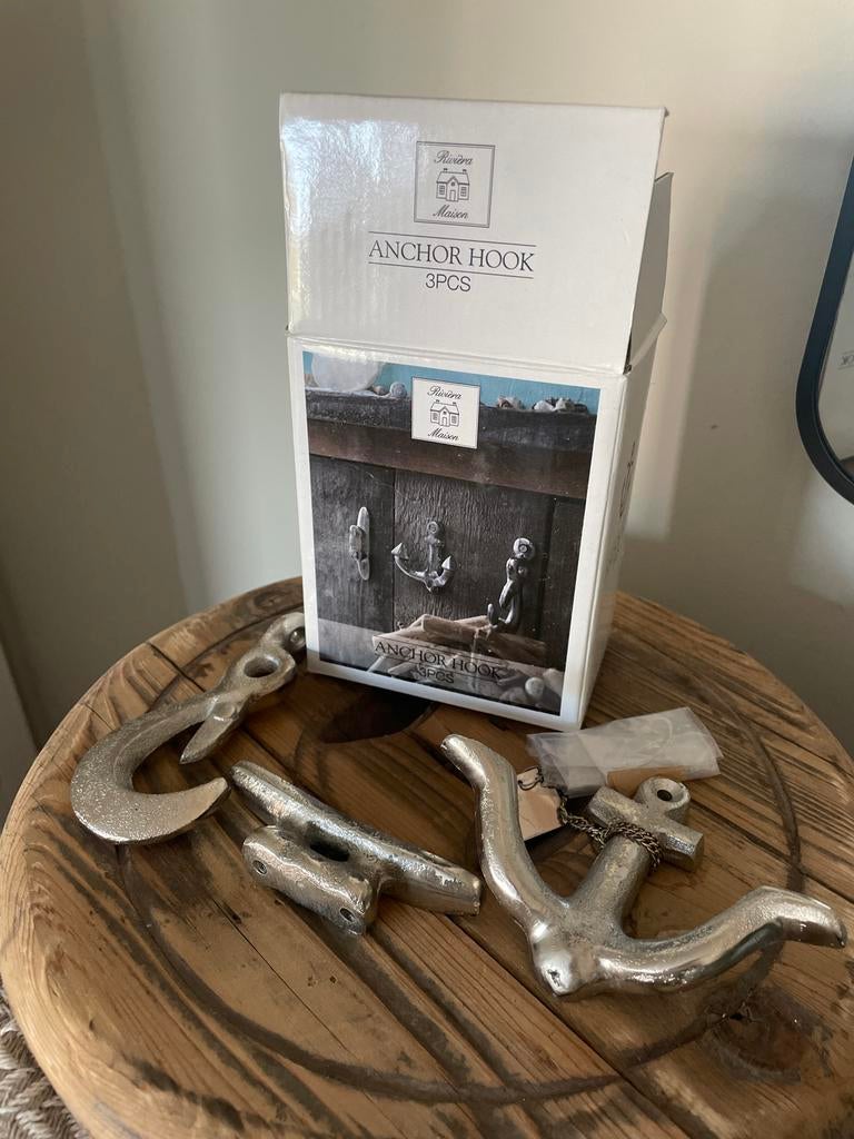 Rivièra Maison Anker Haken Set (3 stuks), Ophalen, Nieuw, Metaal, Wandhaken