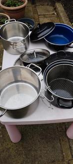 PANNEN  FRITUZE  BRAADPANT. TEAB, Huis en Inrichting, Ophalen of Verzenden, Zo goed als nieuw, Rvs, Pannenset