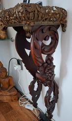 Antieke houten wandconsole met verguld decor, Ophalen