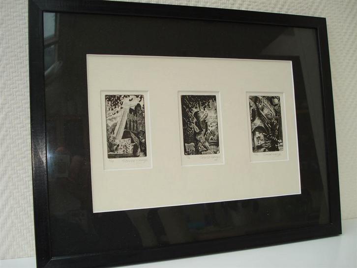 3 etsjes van Ton De Kruijk, gesigneerd, Antiek en Kunst, Kunst | Etsen en Gravures, Ophalen of Verzenden