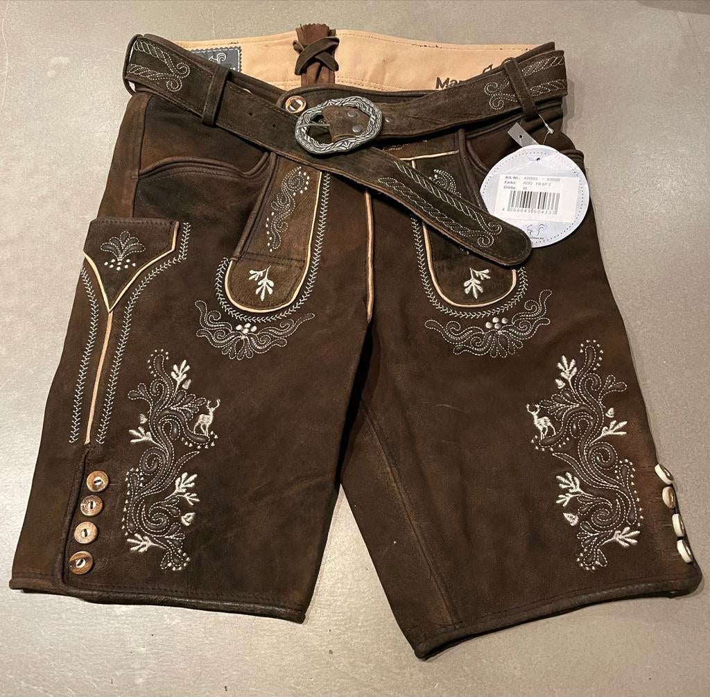 MarJo Lederhose Maat 48 (valt als 30/31) - Nieuw met label, Ophalen of Verzenden, Nieuw, Maat 46 (S) of kleiner, Bruin