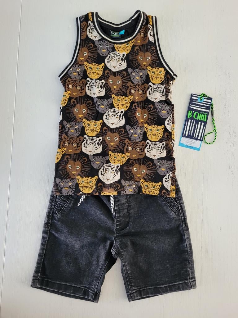 B'chill tanktop tijgers + short mt 116 i.z.g.s., Gebruikt, B'chill, Ophalen of Verzenden, Setje