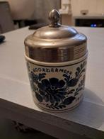 Delfts Blauw Potje met Zilveren Deksel - Noorder Meer 1931, Antiek en Kunst, Ophalen of Verzenden