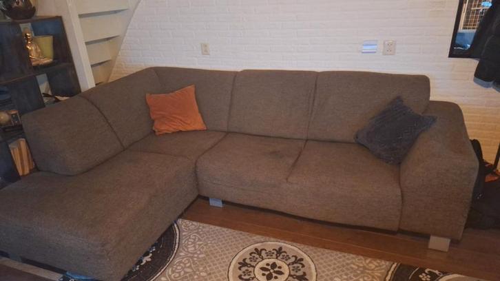 Grote hoekbank, bruin- GRATIS, Huis en Inrichting, Banken | Sofa's en Chaises Longues, Gebruikt, Vierpersoons of meer, 75 tot 100 cm