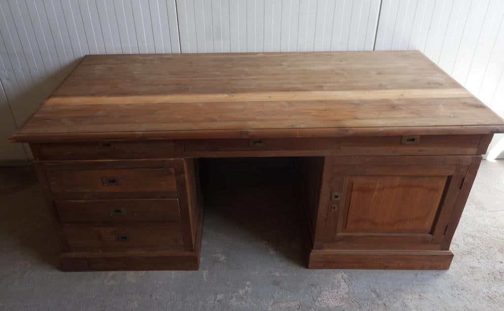 *Groot teakhouten bureau * Strak en stijlvol., Huis en Inrichting, Bureaus, Ophalen, Overige typen, 100 cm, Industrieel