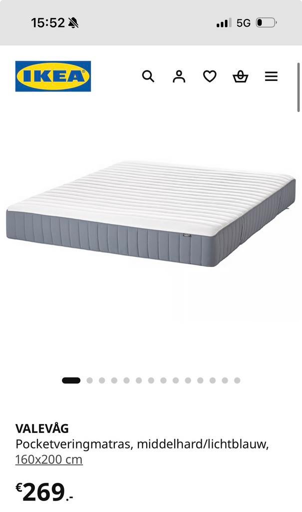 Ikea matras valevag 160x200, Huis en Inrichting, Slaapkamer | Matrassen en Bedbodems, Ophalen, Zo goed als nieuw, Tweepersoons
