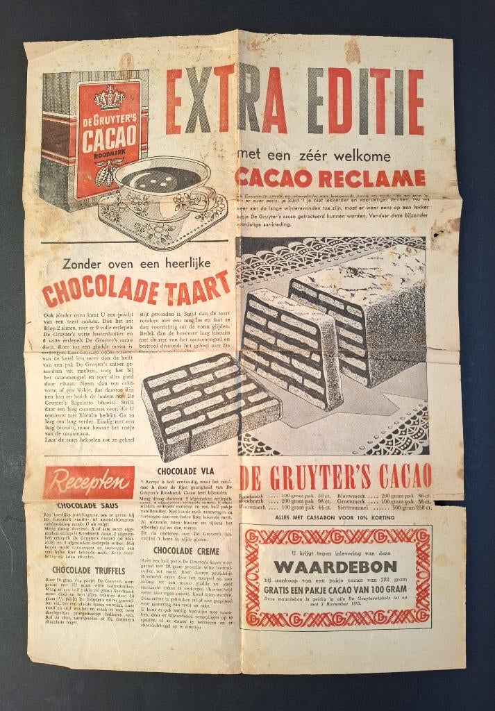 Brocante advertentie krant De Gruyter uit 1953, Antiek en Kunst, Curiosa en Brocante, Verzenden