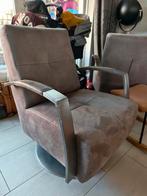Grijze draaibare fauteuil met metalen armleuningen, Ophalen, Gebruikt, 75 tot 100 cm, Stof