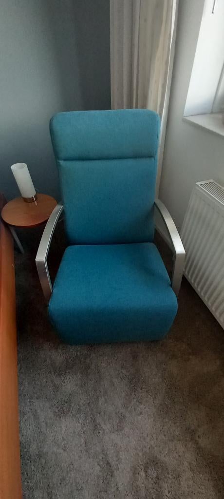 fauteuil petrol, Huis en Inrichting, Fauteuils, Ophalen, 75 tot 100 cm, Zo goed als nieuw, Stof