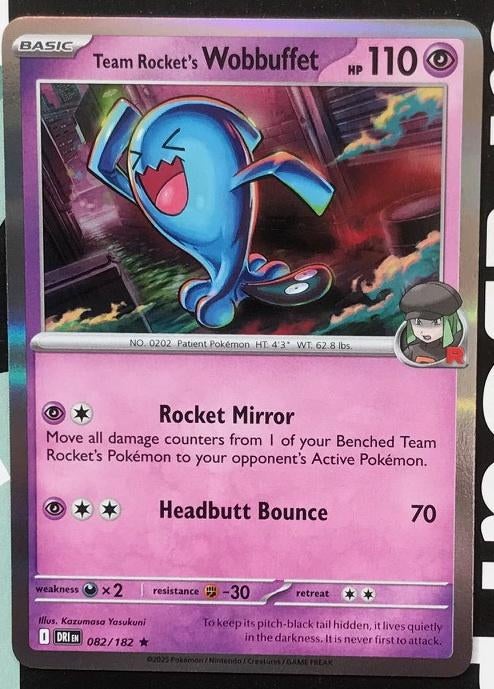 Pokemon - Team Rocket's Wobbuffet (DRI 082) Holo rare.., Ophalen of Verzenden, Nieuw, Losse kaart, Foil