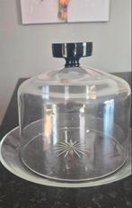 Retro glazen kaas stolp met zwarte knop, Ophalen