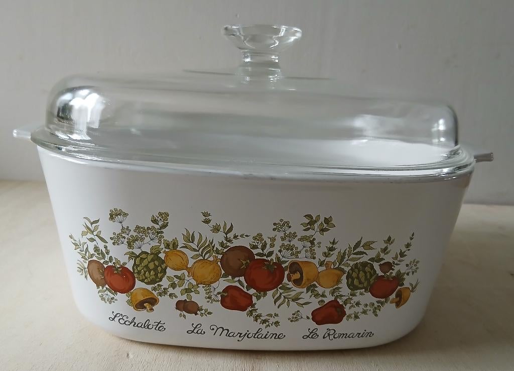 Pyroflam 'La Marjoleine' ovenschaal met Pyrex deksel, 4,8L, Ophalen of Verzenden, Wit, Overige merken, Glas