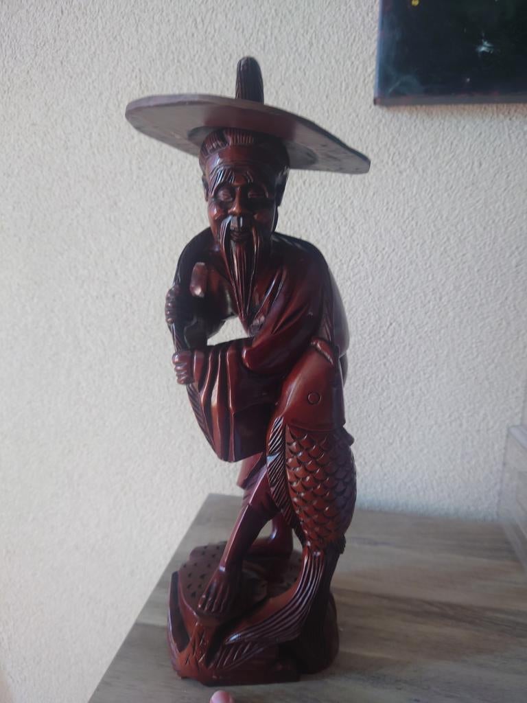 Japans houten beeld visserman, Antiek en Kunst, Ophalen of Verzenden