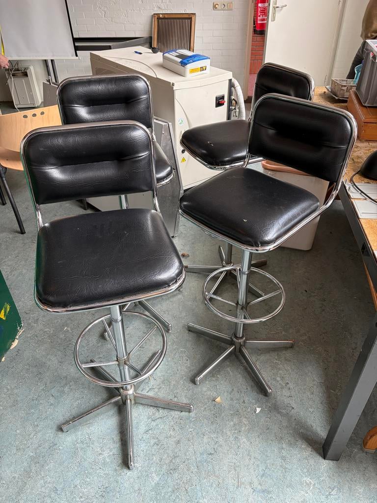 Vintage Thonet barkrukken jaren '70 - Opknappers, Huis en Inrichting, Ophalen, Draaibaar, O, 60 tot 90 cm