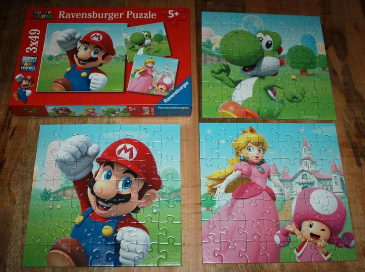 Ravensburger Puzzel - 3 x 49 stukjes - Super Mario, Kinderen en Baby's, Speelgoed | Kinderpuzzels, Zo goed als nieuw, 4 tot 6 jaar