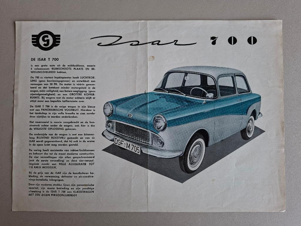 BROCHURE/FOLDER GOGGOMOBIL ISAR  T 700 1959, Ophalen of Verzenden, Gelezen, Overige merken