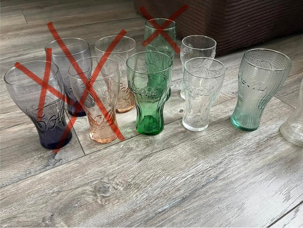 Cola glazen, Ophalen of Verzenden, Gebruikt, Frisdrankglas