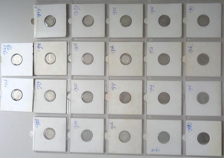 Wilhelmina set van 22 stuks 10 Cent 1913 - 1948 Zilver, Postzegels en Munten, Munten | Nederland, Setje, 10 cent, Koningin Wilhelmina